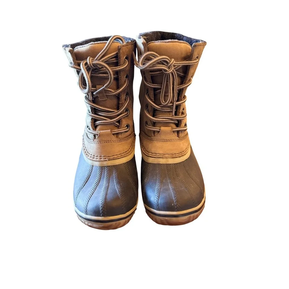 Sorel Womens Slimpack II Lace Duck Boots 7.5 Elk Tan Black Waterproof NL3058-245